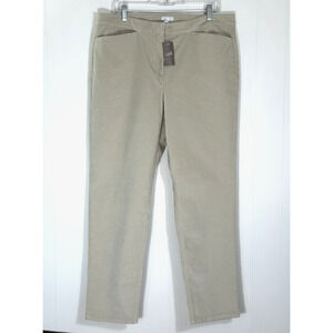 J Jill Straight Leg Corduroy Pants Size 16 Flat Front Pockets Ecru/Beige New